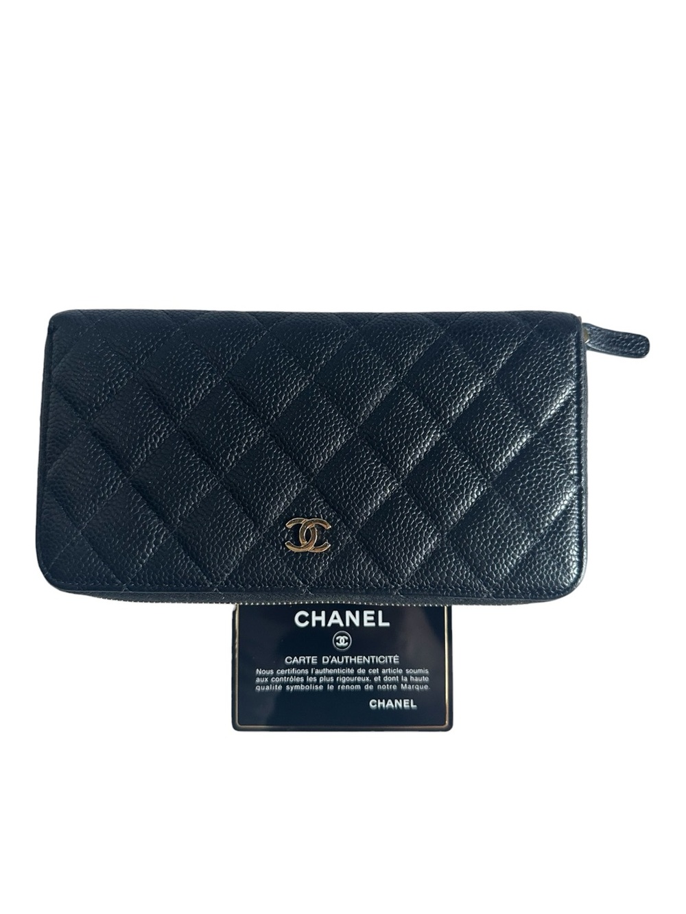 Authentic Chanel Classic Long Zipped Wallet Black Caviar GHW 28 Series with Card - Picture 3 of 15